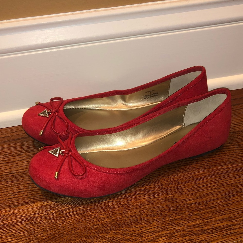 Guess ballerina flats size 7 NWOT red/deep coral